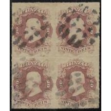 31-20Rs D.Pedro, percê, quadra usada, carimbo mudo