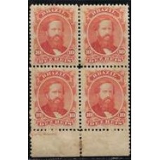 23L-10Rs D.Pedro Barba Preta, quadra nova com a margem inferior da folha e legenda invertida em inglês em um selo.