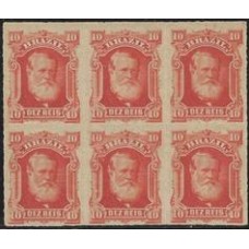 37-10Rs D.Pedro Barba Branca , bloco de 6 selos novo sem goma