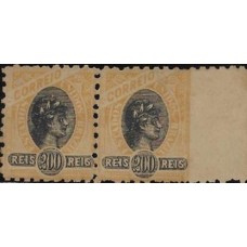 085aM-200Rs Madrugada, emissão de 1900 na denteação 8,5, par, sem denteação na margem direita, novo sem goma