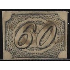 06A-60Rs Inclinado, tipo I  papel fino de 35 micra, usado, sem defeitos, margem inferior curta porem sem cortara linha de enquadramento. Com certificado.
