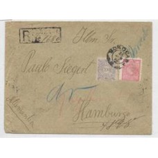 1893-Envelope registrado para a Alemanha, porteado em 800Rs de acordo com o 3º porte internacional e o registro, com selo de 700Rs Tipo Cifra e 100Rs tipo "Cabecinha " vermelho.