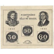 B-007h-Bloco do 1º Centenário do Olho de Boi, tamanho grande, filigrana "R" horizontal