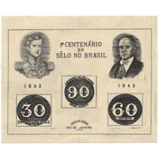 B-007-Bloco do 1º Centenário do Olho de Boi, tamanho grande, filigrana "R" vertical