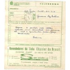 1971-Telegrama com Publicidade  dos Revendedores Chrisler , Dodge Dart, 