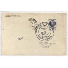 1941-Envelope registrado circulado  em S.Paulo,  raríssimo porte  de 1000Rs correspondendo a 200Rs do porte urbano e 800Rs do registro, com selo do IV Centenário da Companhia de Jesus.