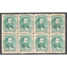 27A-100Rs D.Pedro "Barba Preta" tipo 2, bloco de 8 selos, novo sem goma