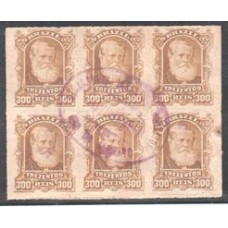 44-300Rs D.Pedro "Barba Branca" bloco de 6 selos , usado