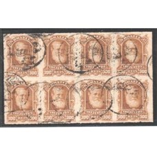 44-300Rs D.Pedro "Barba Branca" bloco de 8 selos , usado