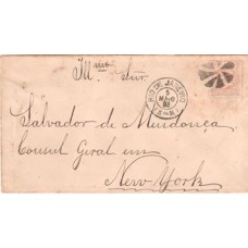 1883-Envelope circulado do Rio de Janeiro para os EUA com 200Rs D.Pedro  "Cabeça Grande" , castanho, carimbo de chegada "New York Paid All"