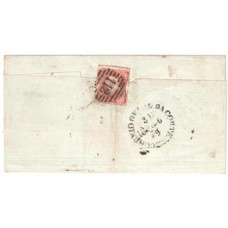 1860-Capa de carta de Viseu para o Rio de Janeiro com 25Rs D.Pedro V, rosa, pagando o porte até Lisboa, porte maritimo  omisso, carimbo Consular Britanico do Rio de janeiro batido á chegada