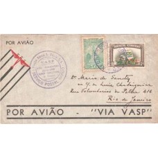 1938-Envelope da VASP com carimbo do Vôo Inaugural de 20/12/38 do Aeroporto de Congonhas para o Rio de Janeiro. 1938-Envelope da VASP com carimbo do Vôo Inaugural de 20/12/38 do Aeroporto de Congonhas para o Rio de Janeiro.