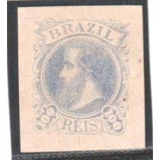 54-100Rs D.Pedro Cabeça Grande, tipo I, prova em papel cartão na cor azul