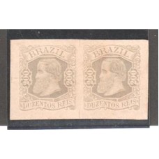 57-200Rs D.Pedro Cabeça Grande, prova em par , papel cartão, na cor verde cinza