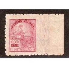 292-10.000Rs Vovó, tipo Instrução, denteação 9, filigrana F1 , sem denteação na margem direita. Raro.