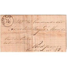 1886-Carta circulada para o Rio de janeiro com 100Rs tipo Cifra Branca , raro  carimbo de saída "Ouro Fino"