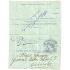 CP-11-Carta Bilhete Pneumatica , sobrecarga tipo I, 72 X 5 mm em azul , usada